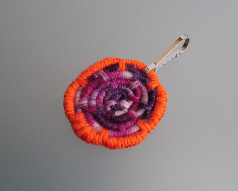 Made with Unique Fun Orange Sparkle /& Magenta Swirl Coiled Jute Fiber Lanyard CharmZipper Pull Colorful Yarns!
