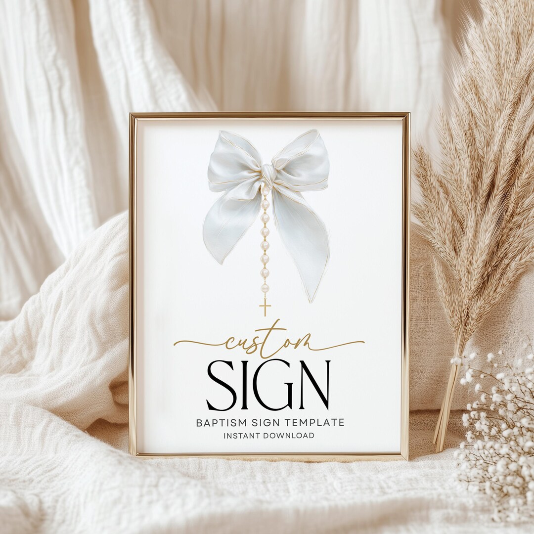 Editable Baptism Sign Template Printable 8x10, Custom Name Welcome Sign ...