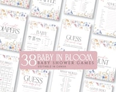 Baby in Bloom Baby Shower Games Bundle, Floral Baby Shower Games, Editable Canva, Printable Wildflower Game Pack