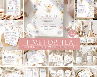 Bridal Shower Tea Party, Bridal Shower Games Bundle, Tea With the Bride to Be, Editable Canva Templates