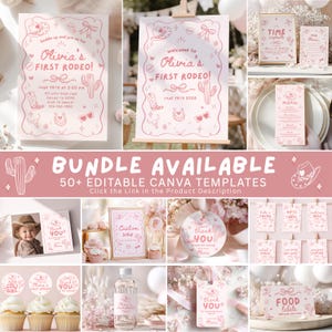 My First Rodeo Invitation, First Rodeo Birthday Invitation Template, Girl Cowgirl 1st Birthday, Editable Canva 5x7 + Phone image 8