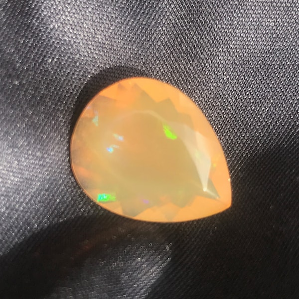 Mexican Fire Opal 4.5 cts Orangish Yellow w/ illusive Color Flash! Gorgeous Pear Shape Excellent Cut ~1 of a kind Stone ~Watch Video~