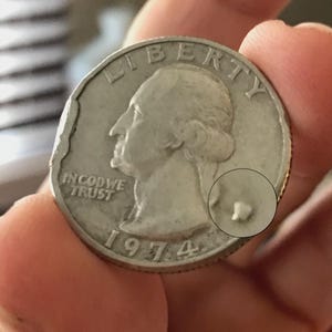 Rare 1974 D error(s) Quarter~multiple errors! D filled in, strikethrough missing u letter, misaligned die, and broke planchet ~see video~