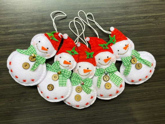 Christmas felt Snowman--Christmas tree deroration--Snowman ornament/Snowman decor/Christmas decorations-/Felt Christmas decor--set of five