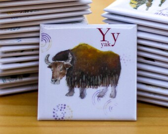 Yak Aimants frigo Cathy Faucher illustration  2x2 pouces  Aimants rigides  Illustré au Québec  Imprimé au Canada