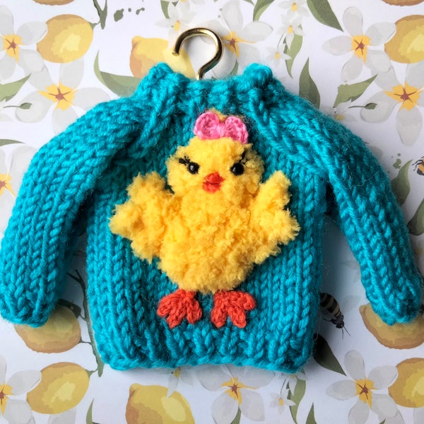 Sandy Chick, Easter decor, Mini Sweater Ornament, Easter DIY