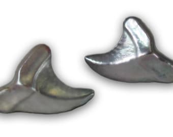 Black Pearl Sharks Teeth Earrings