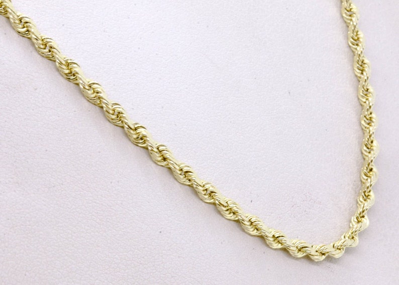 discount 22quot; 10K Solid Yellow Gold Rope Thick Chain 2mm Diamond-Cut Outlet sale feature
