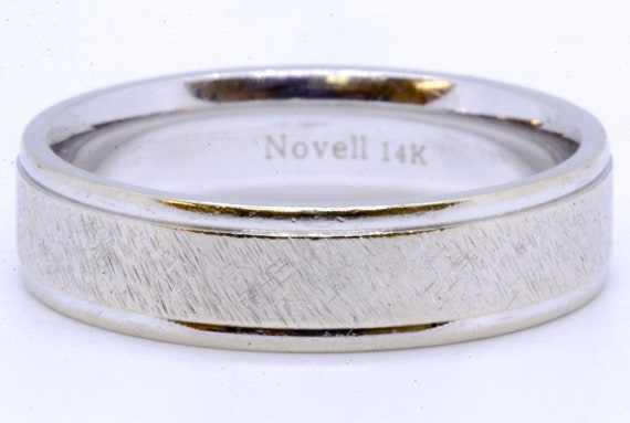 Vintage Novell Men s 14K Solid White Gold Etched Stone Finish 6mm Fine Wedding Ring Band Size 11.5 Etsy Canada