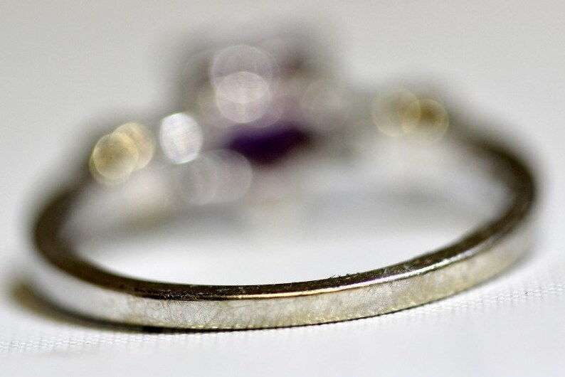 ON SALE 10K Solid 2-Tone Yellow and White Gold Heart Shaped Amethyst /& Diamond Ring Size 7 February Birthstone