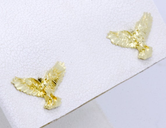 14K Solid Yellow Gold Diamond-Cut Large Bird Flyin