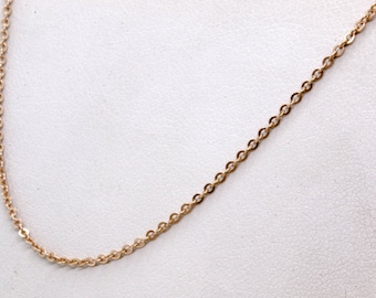 Chic 1.2mm Solid Rose Gold Cable Link Chain Necklace - 19 inches Long