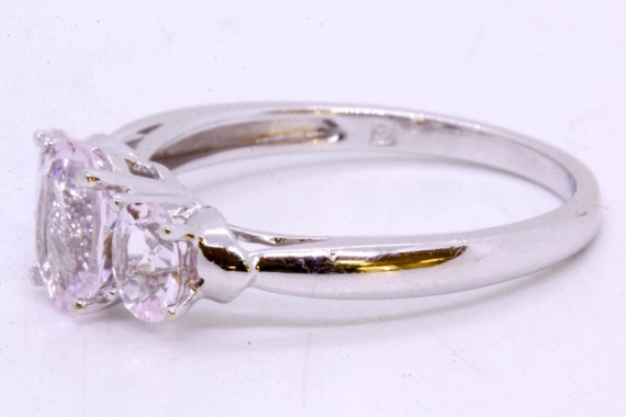 Elegant 14K White Gold Oval Morganite 3-Stone Rin… - image 6