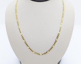 Italian Made 14K Yellow Gold Figaro Link Chain Necklace 18 - Simple & Elegant