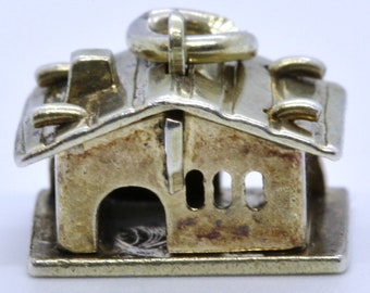 Vintage CHN 800 Sterling Silver 3D House Log Cabin Traditional Dangle Charm