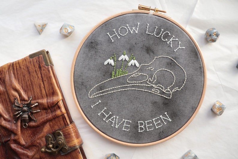 Vax/'ildan \u2018How Lucky I Have Been\u2019 hand embroidery art