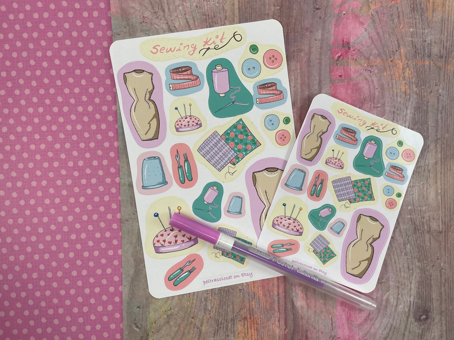 Sewing kit sticker sheet Etsy