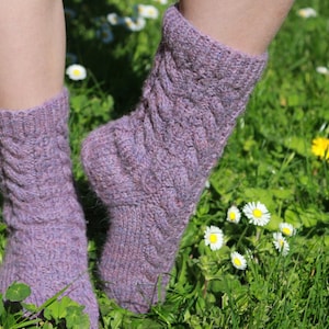 Versandfertig – Mädchen-Hausschuhe – Geburtstagsgeschenk – Stricken – Wolle/Wolle – handgefertigt