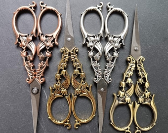 Ciseaux &quot;Lis des vallées&quot;-  Version Gold/Argent/Rouge/Antique- Couture/ Broderie- Accessoires Pointus Fourniture Vintage