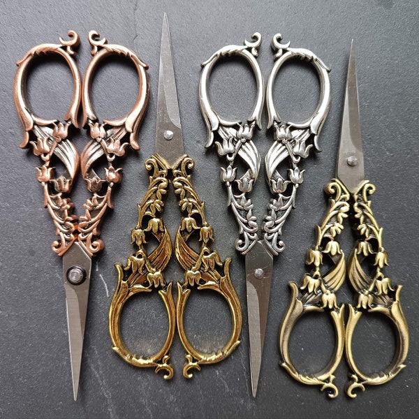 Ciseaux "Lis des vallées"-  Version Gold/Argent/Rouge/Antique- Couture/ Broderie- Accessoires Pointus Fourniture Vintage