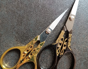 Scissors"Amour"- For embroidery/for sewing- Black/Golden- Sharp Accessories- Vintage- Finding sewing/embroidery