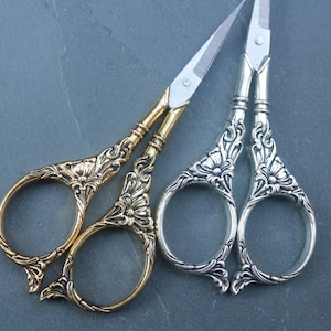 Scissors for embroidery &quot;Alpine flowers&quot;- Scissors for sewing- Gold/Bronze- Sharp- Accessories- Vintage- Finding/sewing/embroidery