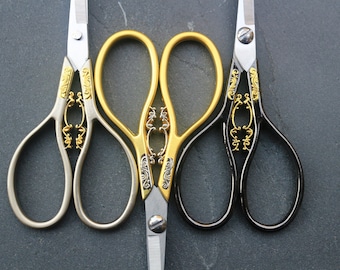 Scissors"Amour"- For embroidery/for sewing- Silver/Black/Golden- Sharp Accessories- Vintage- Finding sewing/embroidery