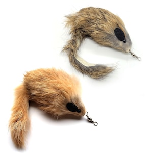 Cat Teaser Wand Refill with Carmel or Natural Color Rabbit Fur Mouse