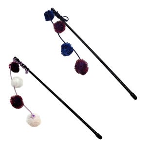 4 Pom Pom Tuff Kitty Puff Sparkle Ball Cat Wand - 4 Puffs on a Wand