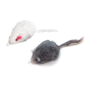 Cat Teaser Wand Refill with Rabbit Fur Mouse