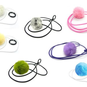 Bouncy Ball Real Rabbit Fur String Cat Toy