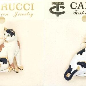 Vintage Carucci Enamel Pin - Black & White or Calico