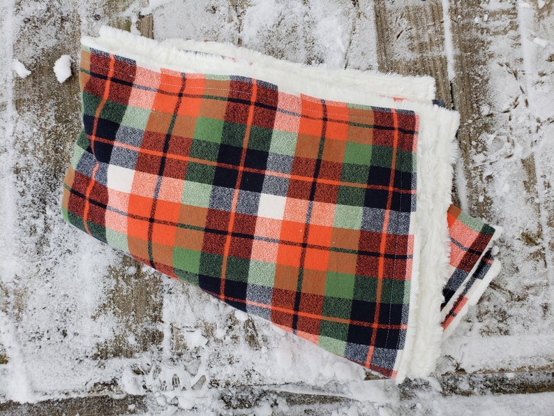 boy nursery Plaid flannel and minky blanket baby boy blanket baby shower gift