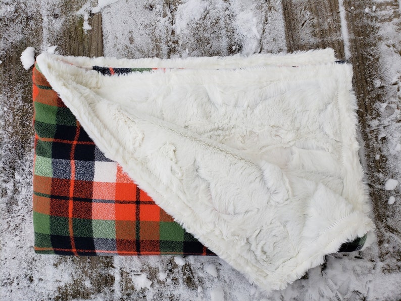 boy nursery Plaid flannel and minky blanket baby boy blanket baby shower gift