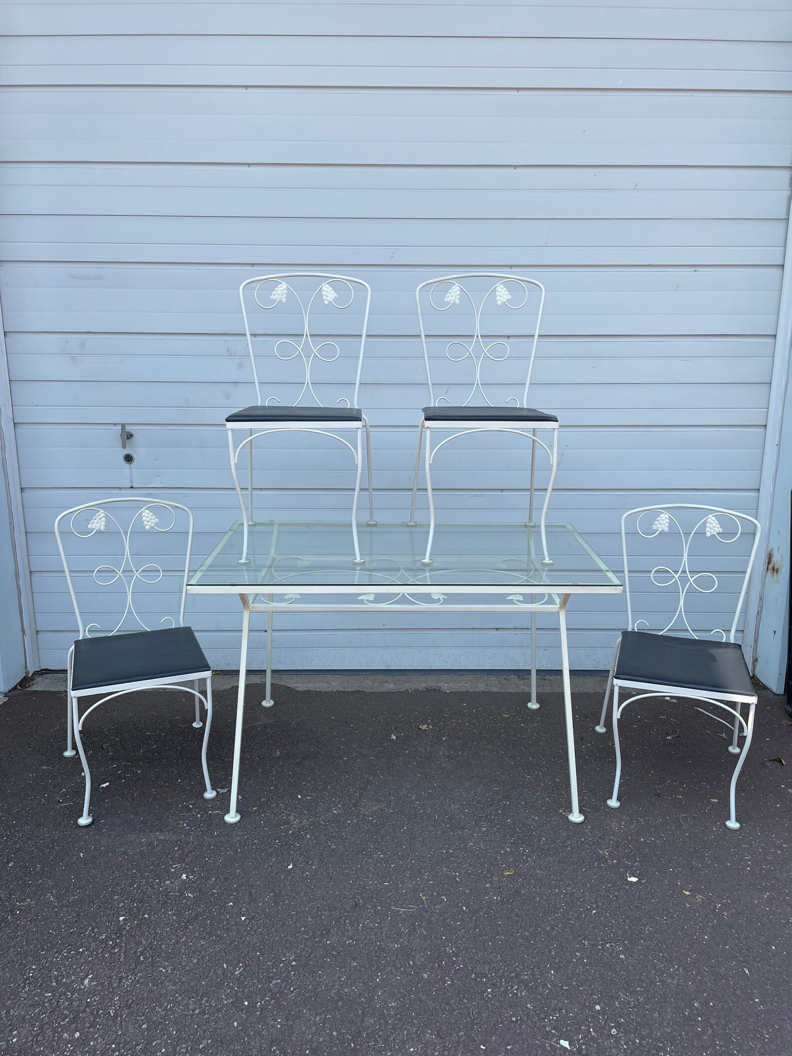 Vintage Mid Century Modern Wrought Iron Table and Chairs Set White - Etsy
