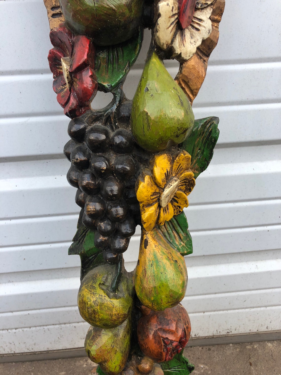 Vintage Wooden Carved Fruit Wall Hanging Large 34 Cuisine Etsy France