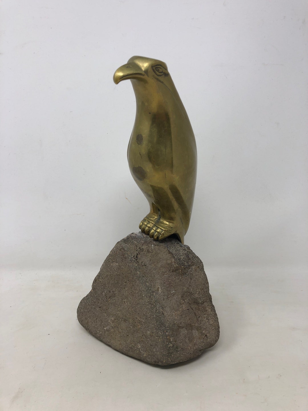 Vintage Brass Bird Statue on Rock Mid Century Modern MCM 10 Etsy