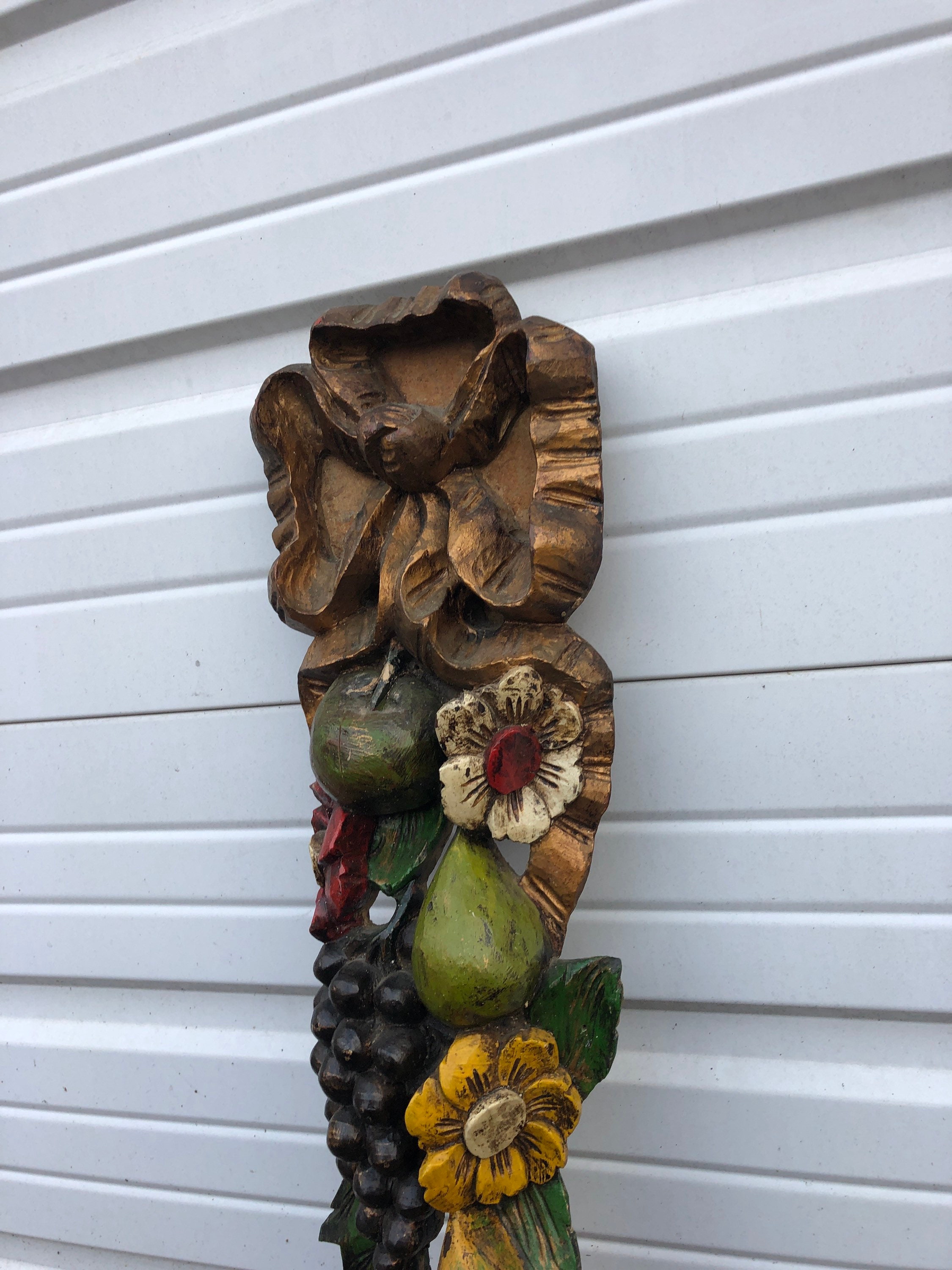 Vintage Wooden Carved Fruit Wall Hanging Large 34 Cuisine Etsy
