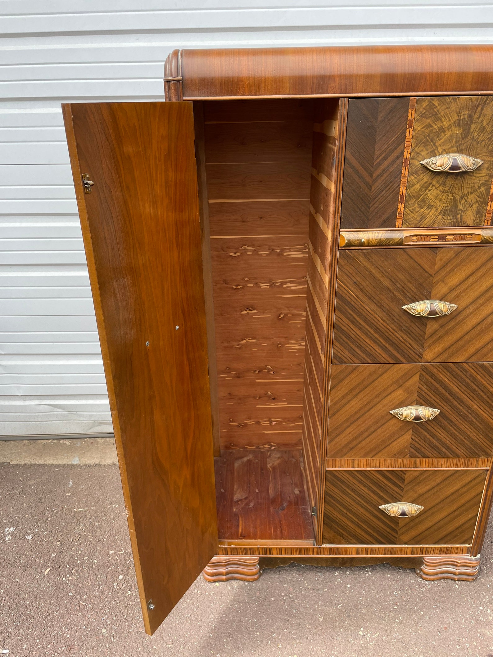 Vintage Art Deco Waterfall Wardrobe Armoire Closet Dresser Etsy