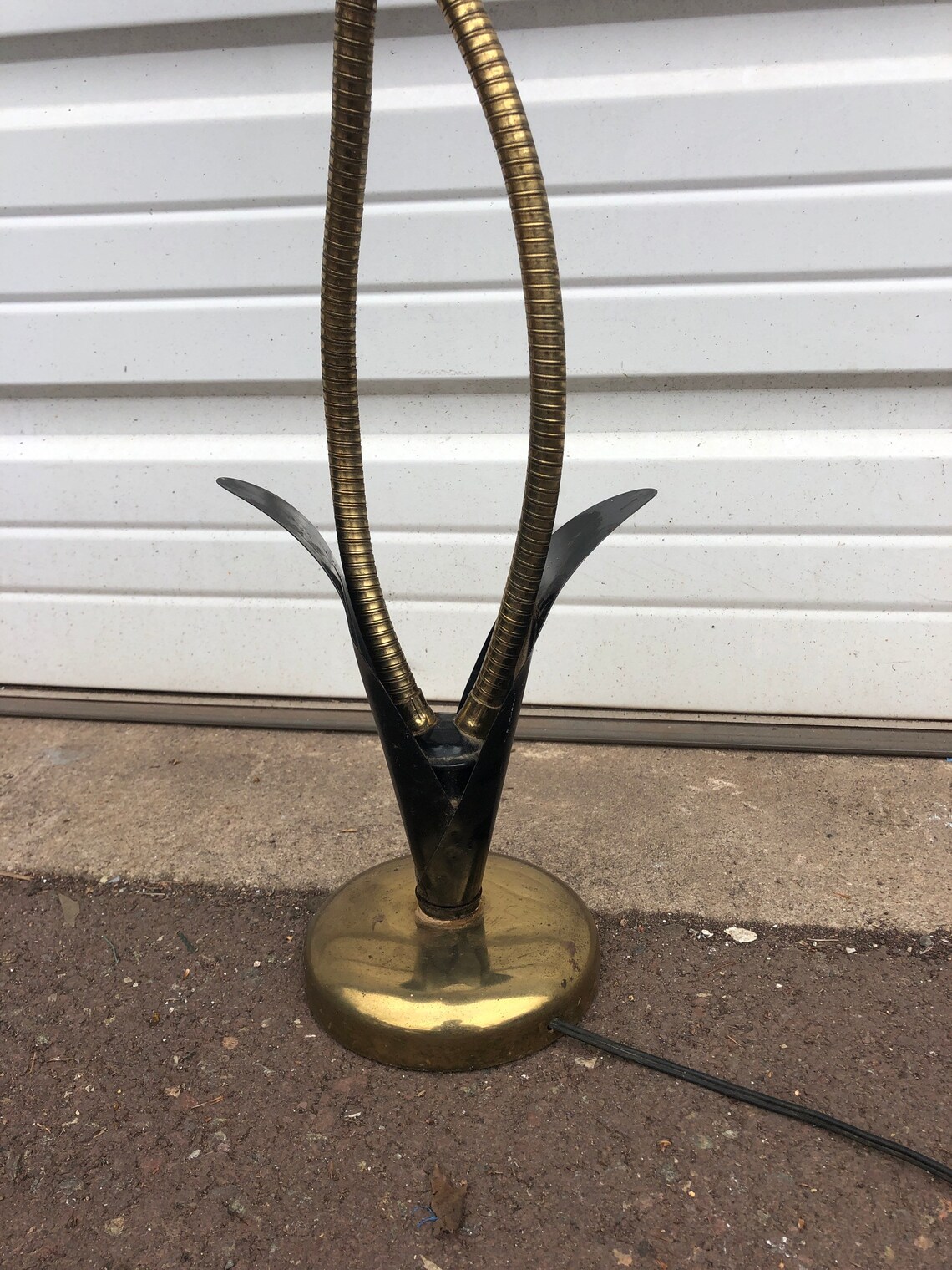 Vintage Mid Century Modern Tulip Lamp Black And Gold MCM Retro Etsy