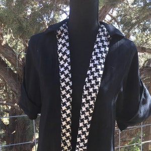 Little Black dress jacket, full swing dress coat, 1950s linen swing jacket, black and white herringbone, lightweight dress coat