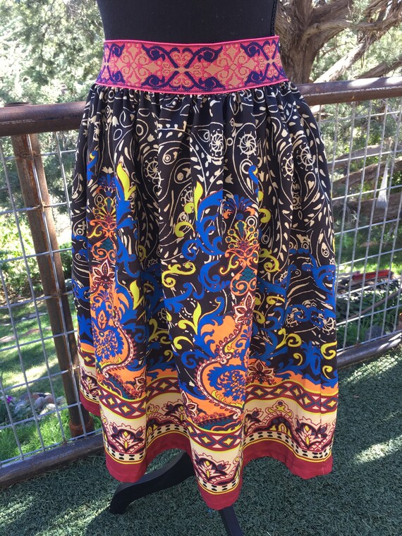 Colorful skirt, boho, fun, flying tomatoes, S