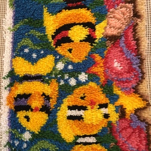 Friendly Fish latch hooked rug, handmade rug, coloful rug, kids room rug