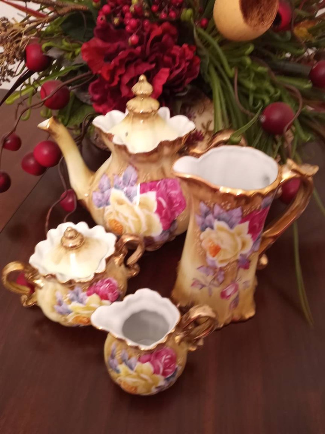 Antique Nippon Teapot Set Antique Rose Japan Etsy