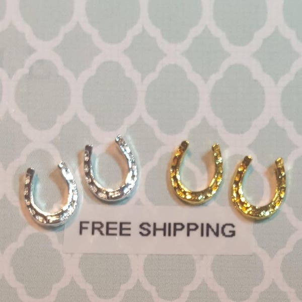 2 pc Gold or Silver Horse Shoe Alloy Charm Nail Art or Crafts *Free Shipping*