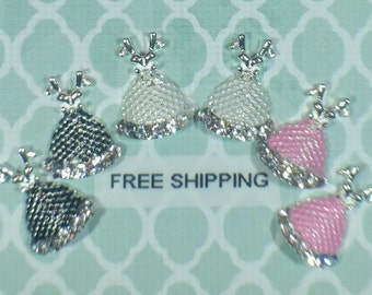 2 pc Little Crystal Dress Alloy Charm Nail Art or Crafts *Free Shipping*