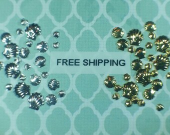 28 pc. Silver or Gold Sea Shell Metal Alloy Charms for Nail Art or Crafts *Free Shipping*