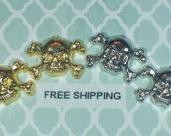 2 pc Gold or Silver Alloy Skull Charm Nail Art or Crafts *Free Shipping*