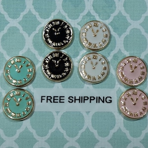 2pc. Black, White, Mint, or Pink Clock Metal Alloy Charms for Nail Art or Crafts *Free Shipping*