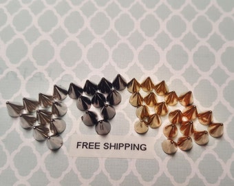 10 pc 6mm x 4mm Silver, Copper, Gunmetal or Gold Spike Stud Charm Nail Art or Crafts *Free Shipping*